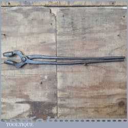 Antique 25” Long Blacksmith’s Square Box Tongs - Good Condition