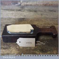 Vintage Barbers Coticule Natural Razor Honing Stone - Shaped Wooden Base