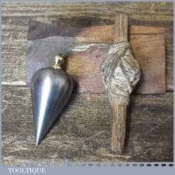 Vintage 2 ¾” Steel Plumb Bob Brass String Retainer - Good Condition