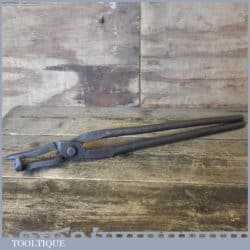 Scarce Antique 20” Blacksmith’s Flat Box Steel Tongs - Good Condition