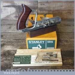 Vintage Boxed Stanley No: 50s Combination Plough Plane 8 Cutters - Fully Refurbished
