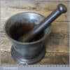 Rare Antique Kitchenalia Cannon Style Cast Iron Mortar And Pestle