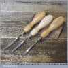 Set Of 3 No: Robert Sorby Wood Carving Chisels - Sharpened Honed