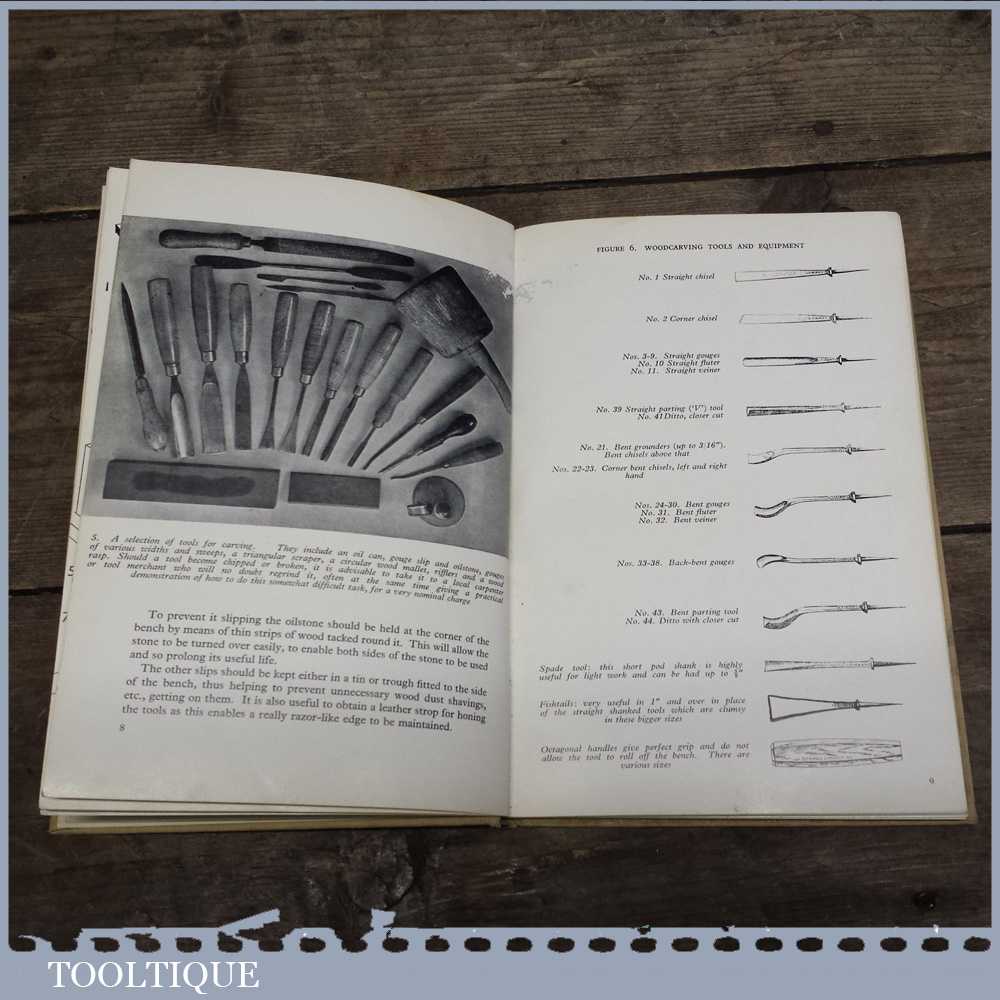 Vintage Wood Carving Book Illustrating Using And Caring For Chisels Etc