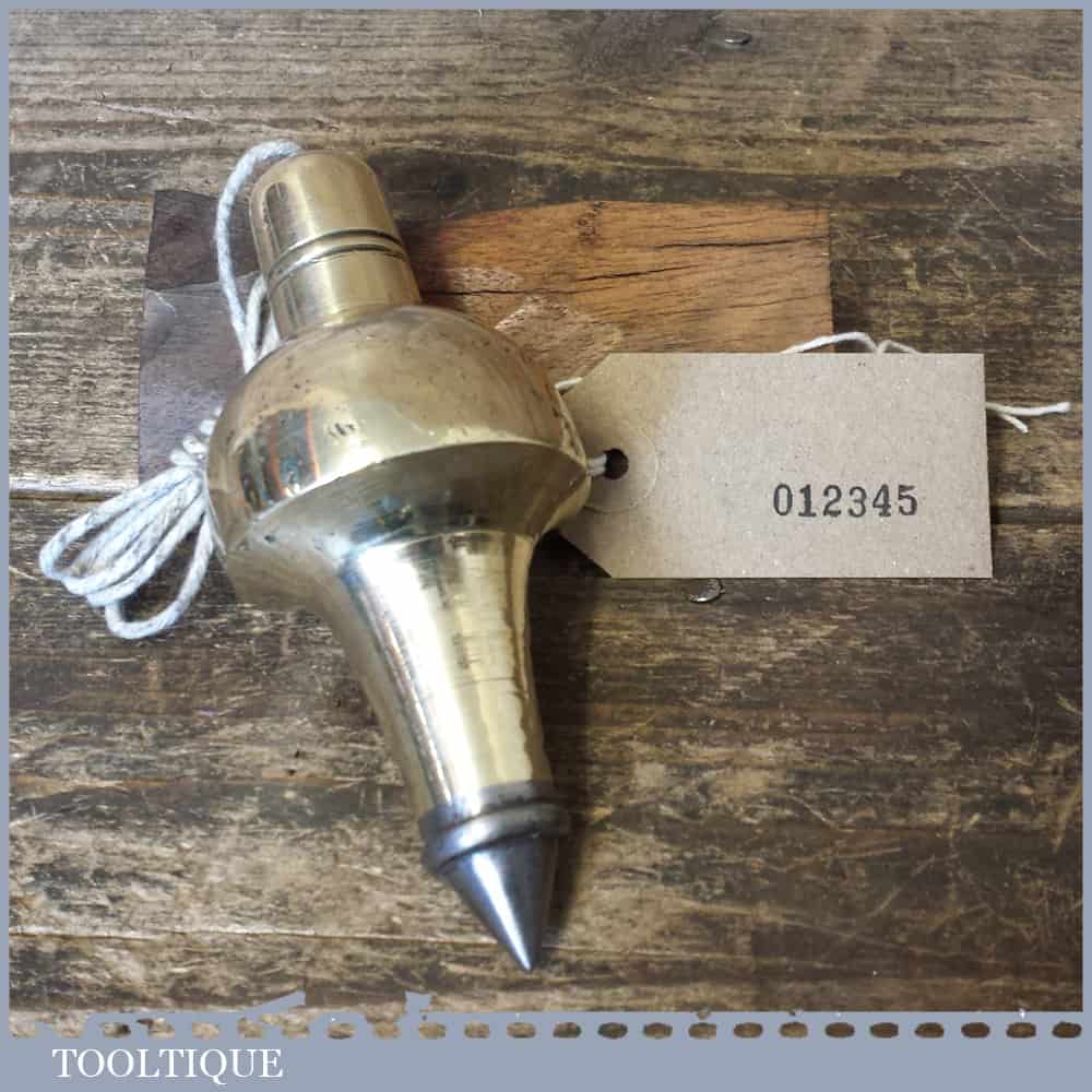 Large 5” Antique Solid Brass Plumb Bob Complete Good Condition