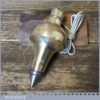 Large 5” Antique Solid Brass Plumb Bob Complete - Good Condition