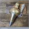 Large 5” Antique Solid Brass Plumb Bob Complete - Good Condition