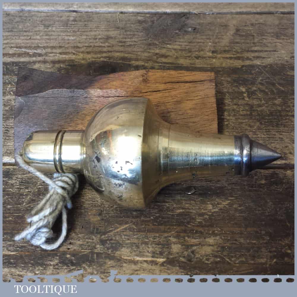 Large 5” Antique Solid Brass Plumb Bob Complete Good Condition