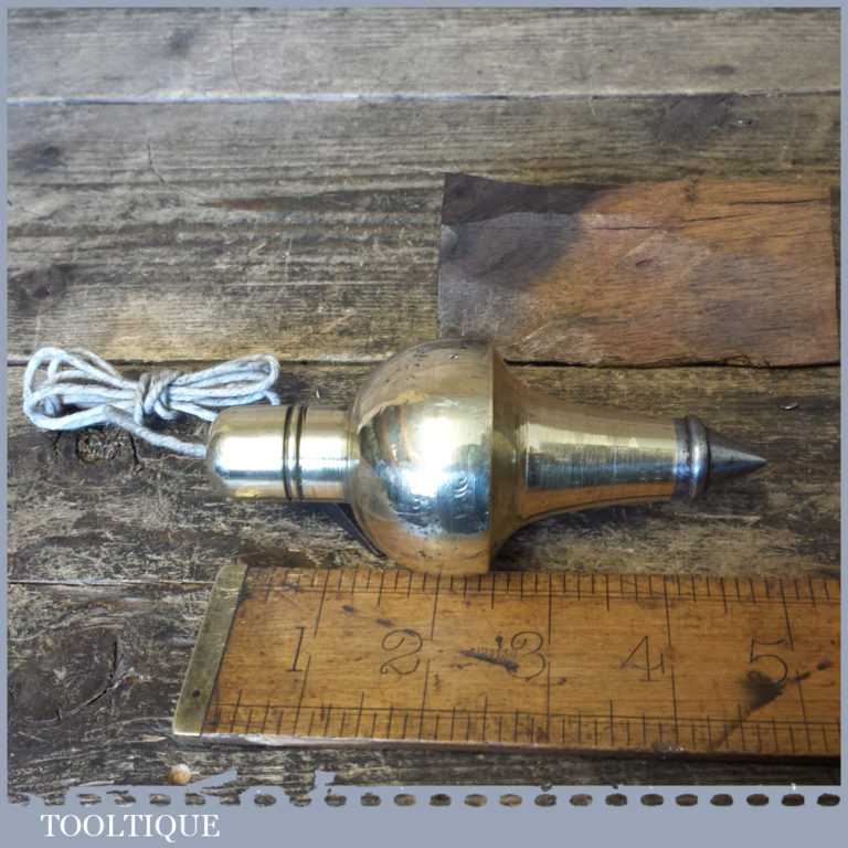 Large 5” Antique Solid Brass Plumb Bob Complete Good Condition