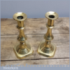 Antique Pair Of 7” Brass Candlesticks With Internal Push Rods