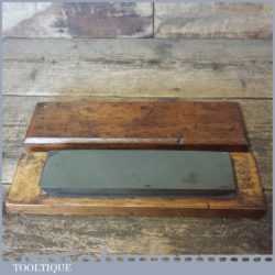 Vintage 8” x 2” Natural Lynn Idwal Oil Stone Pine Box - Lapped Flat