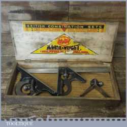 Vintage Moore & Wright Steel Combination Square Protractor Centre Finder