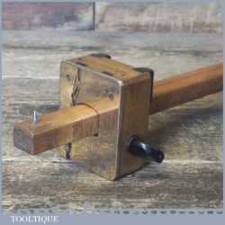 Unusual Vintage Carpenter’s Beechwood Brass Calibrated Marking Gauge