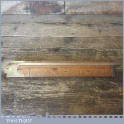 Rare Antique Thomas Bradburn & Sons 1834-1852 Boxwood Brass Scale Rule