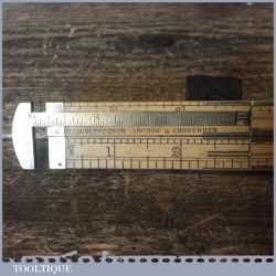 Rare Vintage J Rabone & Sons 12” Boxwood Brass 4-fold Ruler Caliper Gauge