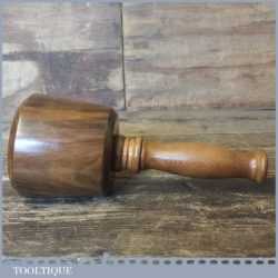 Old Lignum Vitae Hand Turned Carving Mallet - Yew Handle Ebony Wedge