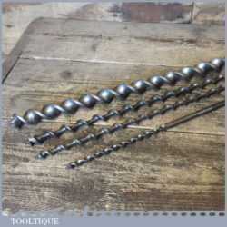 4 No: Long Timber Framing Auger Bits - 3/8” 1/2” 5/8” 15/16”