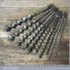 Vintage Set 10 No: Double Spur Screw Auger Bits 1/4” – 1” Good Condition