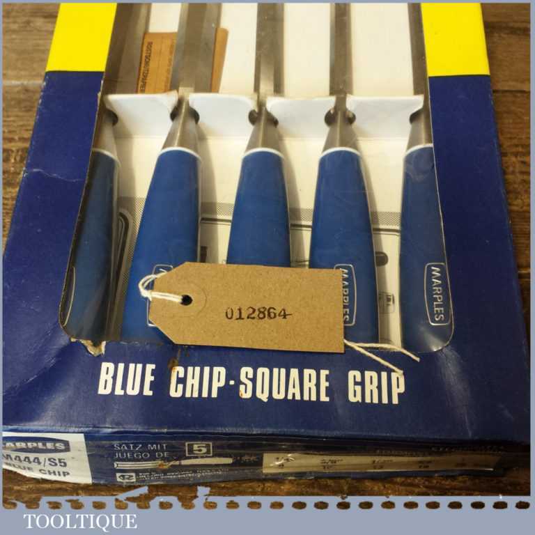 Vintage Boxed Set 5 No: Marples Blue Chip Bevel Edge Chisels 1/4” 3/8 ...