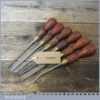 Set 6 No: Vintage Marples Wood Carving Chisels Mahogany Handles