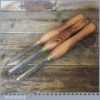 3 No: Vintage Wood Turning Chisels Crown Beech Handles - Sharpened Honed