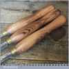 3 No: Vintage Wood Turning Chisels Crown Beech Handles - Sharpened Honed