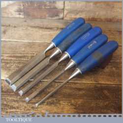 5 No: Marples Blue Chip Carpenter’s Bevel Edge Chisels 1/4” To 1”