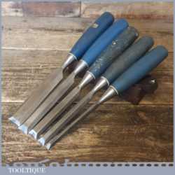 5 No: Stanley 5002 Blue Chip Carpenter’s Bevel Edge Chisels 1/4” To 1”