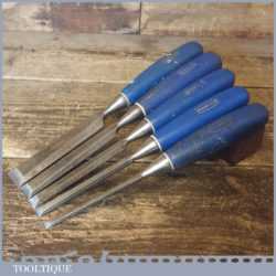 5 No: Marples Blue Chip Carpenter’s Bevel Edge Chisels 1/4” To 1”