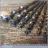 Vintage Set 9 No: Double Spur Screw Auger Bits ¼ ” – 1” Good Condition