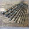 Vintage Set 9 No: Double Spur Screw Auger Bits ¼ ” – 1” Good Condition