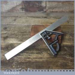 Vintage British Cast Steel Adjustable Combination Square - Fully Refurbished