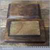 Vintage 3 ½” x 2” Natural Washita Oil Stone Beech Box - Good Condition