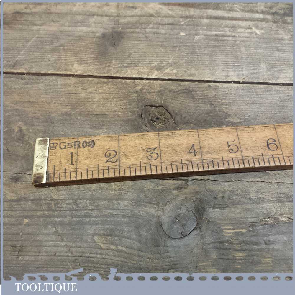 Early unmarked Antique Drapers Boxwood & Brass Yardstick Ruler