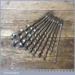 Vintage Set 10 Double Spur Screw Auger Bits 1/4” – 1” - Good Condition