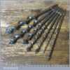 Vintage Set 7 No: Double Spur Screw Auger Bits 1/4” – 1” - Good Condition
