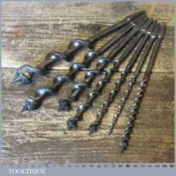 Vintage Set 7 No: Double Spur Screw Auger Bits 1/4” – 1” - Good Condition