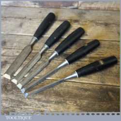 5 No: Stanley 5001 Carpenter’s Bevel Edge Chisels 1/4” - 1” - Sharpened Honed