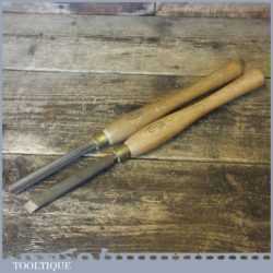 2 No: Marples Vintage Wood Turning Chisels Beech Handles - Sharpened Honed