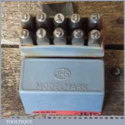 Vintage Set JHS Devon Modelmark 3/32” Or 2.5mm 0-9 Number Stamps Original Box