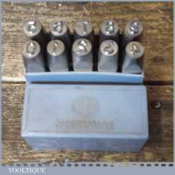 Vintage Set JHS Devon Modelmark 5/32” Or 4mm Number Stamps Original Box