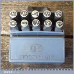 Vintage Set JHS Devon Modelmark 1/8” Or 3mm Number Stamps Original Box