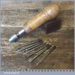 Vintage Beechwood Handled Multi Tool With Attachments - Good Condition