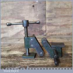 Vintage Adjustable Pair Of Sash Cramp Heads - Good Condition