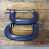 Vintage Pair 4” Record Heavy Duty G Clamps - Refurbished