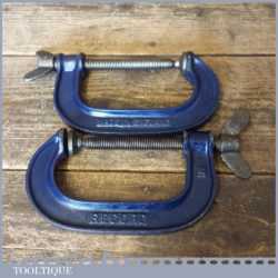Vintage Pair 4” Record Heavy Duty G Clamps - Refurbished