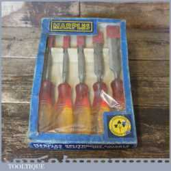 Rare Boxed Set 5 No: Marples Shamrock M373 Brand Carpenter’s Bevel Edge Chisels