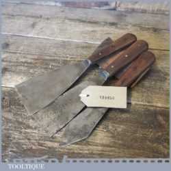 2 Quality Vintage Rosewood Scrapers 1 Putty Knife - Good Condition