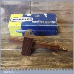 Vintage Boxed W Marples Carpenter’s Rosewood Brass Mortise Gauge