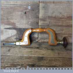 Antique W Marples Carpenter’s Beechwood Brass Brace - Rosewood Head